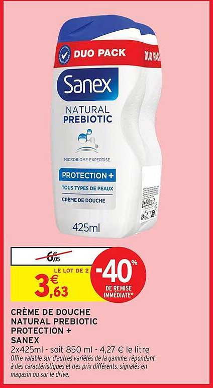 CRÈME DE DOUCHE NATURAL PREBIOTIC PROTECTION + SANEX