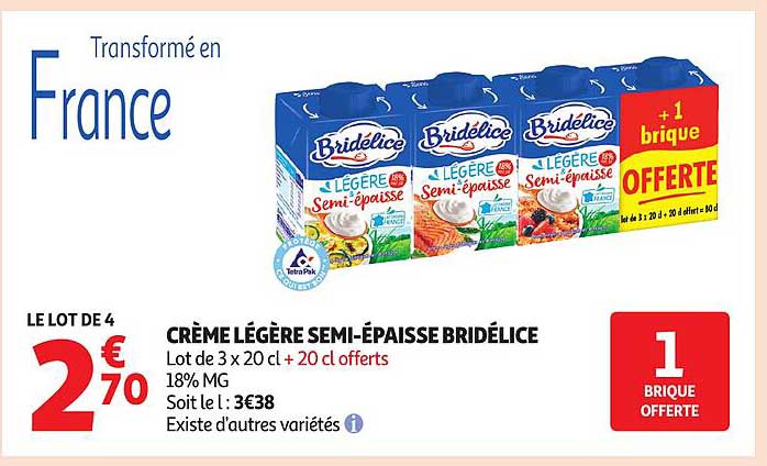 CRÈME LÉGÈRE SEMI-ÉPAISSE BRIDÉLICE