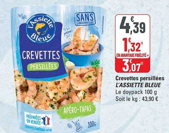 Crevettes persillées L'ASSIETTE BLEUE