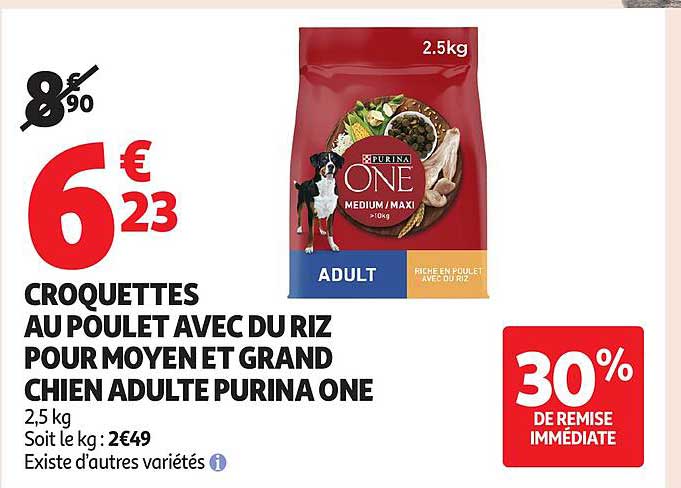 CROQUETTES AU POULET AVEC DU RIZ POUR MOYEN ET GRAND CHIEN ADULTE PURINA ONE