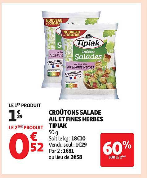 CRÔTONS SALADE AIL ET FINES HERBES TIPIAK