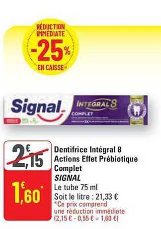 Dentifrice Intégral 8 Actions Effet Prébiotique Complet SIGNAL