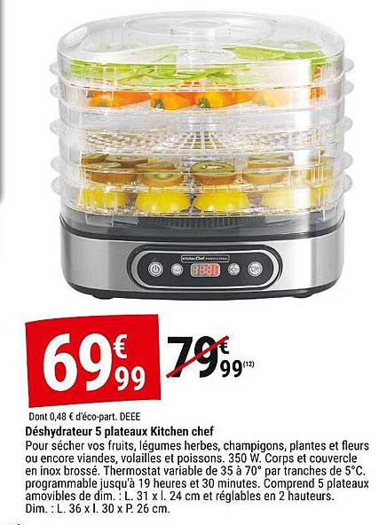 Déshydrateur 5 plateaux Kitchen chef