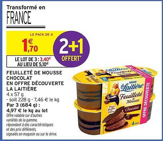 FEUILLETÉ DE MOUSSE CHOCOLAT EN OFFRE DÉCOUVERTE LA LAITIÈRE