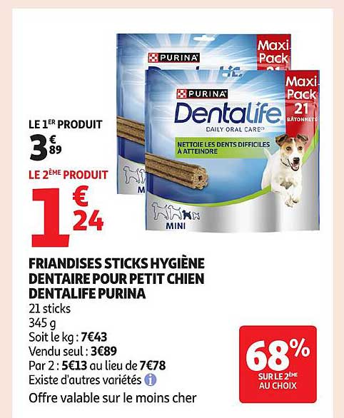 FRIANDISES STICKS HYGIÈNE DENTAIRE POUR PETIT CHIEN DENTALIFE PURINA