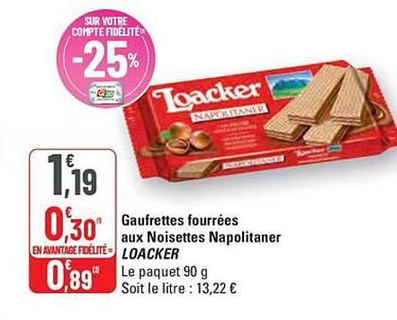 Gaufrettes fourrées aux Noisettes Napolitaner LOACKER