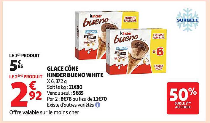 GLACE CÔNE KINDER BUENO WHITE