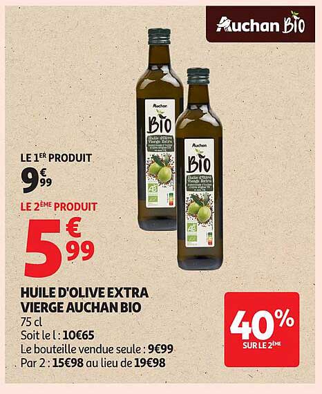 HUILE D'OLIVE EXTRA VIERGE AUCHAN BIO