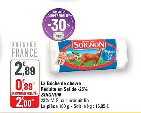 La Bûche de chèvre Réduite en Sel -25%