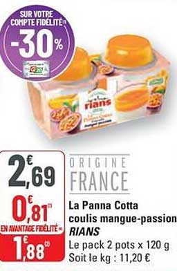 La Panna Cotta coulis mangue-passion RIANS