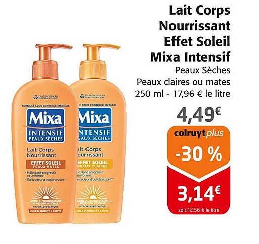 Lait Corps Nourrisant Effet Soleil Mixa Intensif