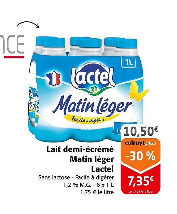 Lait demi-écrémé Matin léger Lactel