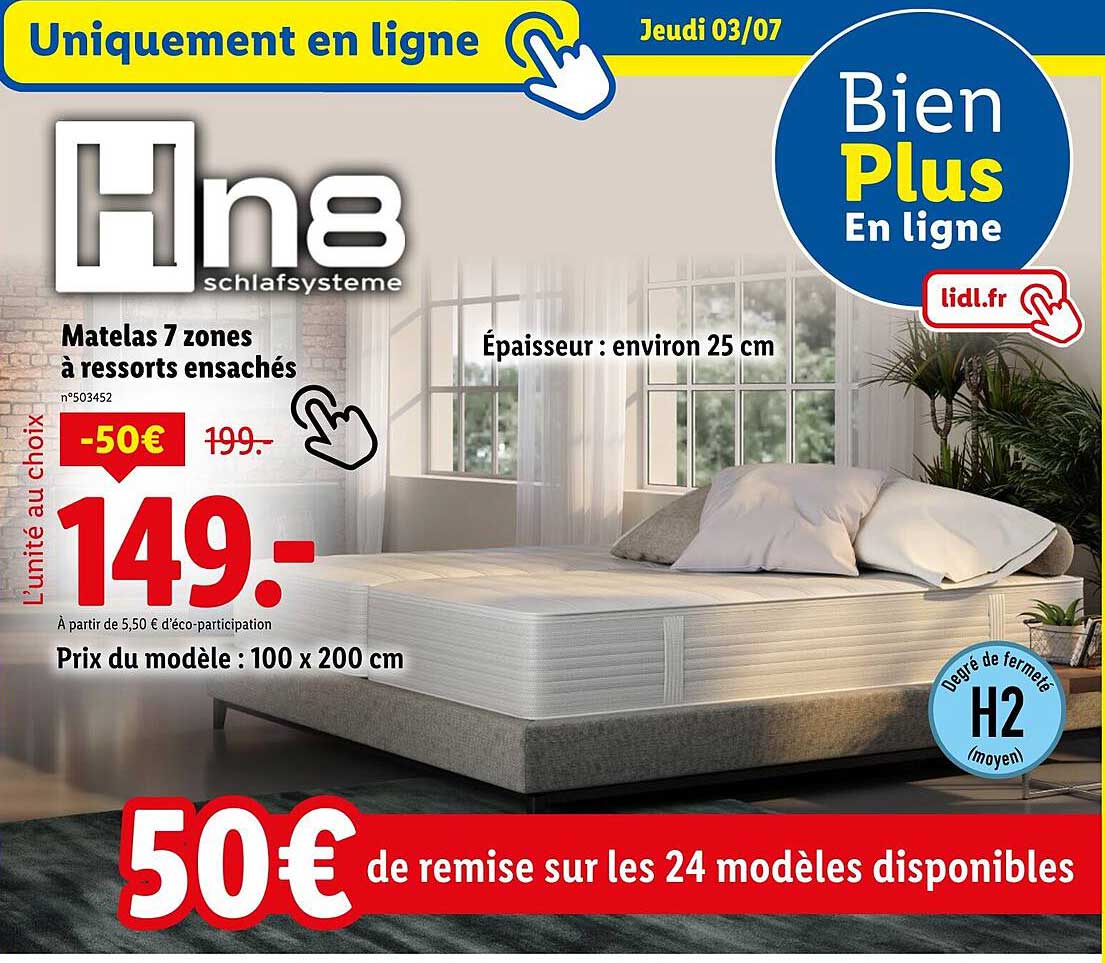 Matelas 7 zones à ressorts ensachés