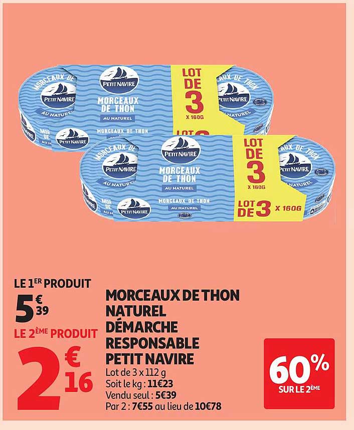 Morceaux de thon naturel démarche responsable Petit Navire