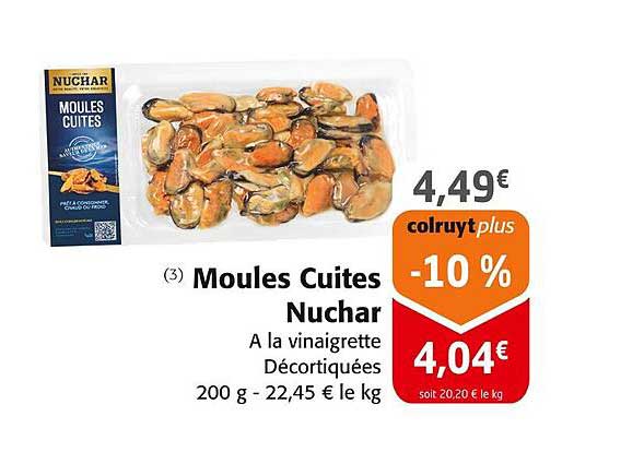 Moules Cuites Nuchar à la vinaigrette Décoctiquées