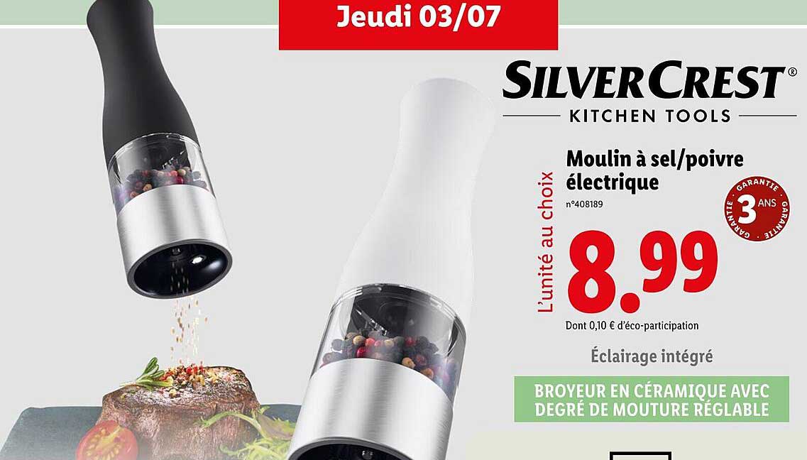Moulin à sel/poivre électrique