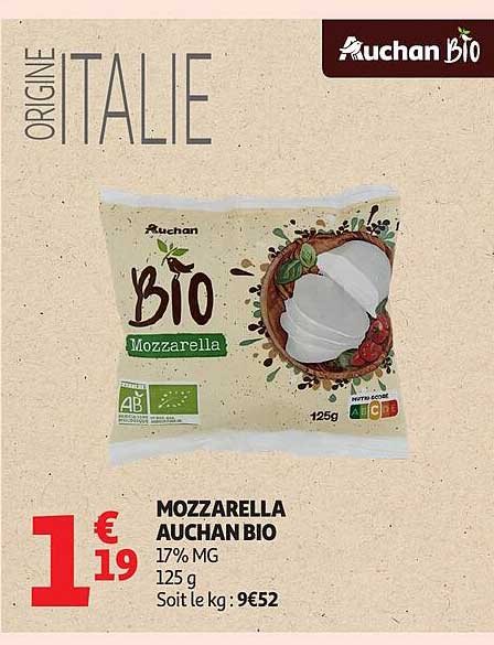 MOZZARELLA AUCHAN BIO