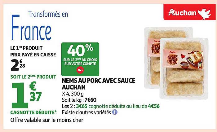 NEMS AU PORC AVEC SAUCE AUCHAN