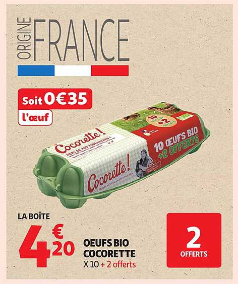 OEufs Bio Cocorette X 10 + 2 offerts