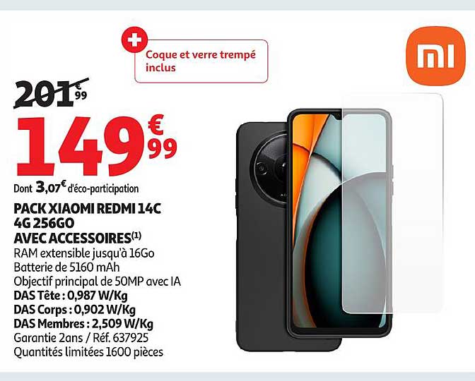 PACK XIAOMI REDMI 14C 4G 256GO AVEC ACCESSOIRES