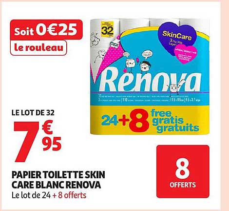 PAPIER TOILETTE SKIN CARE BLANC RENOVA