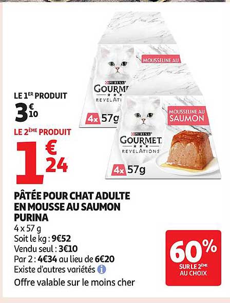 Pâtée pour chat adulte en mousse au saumon Purina