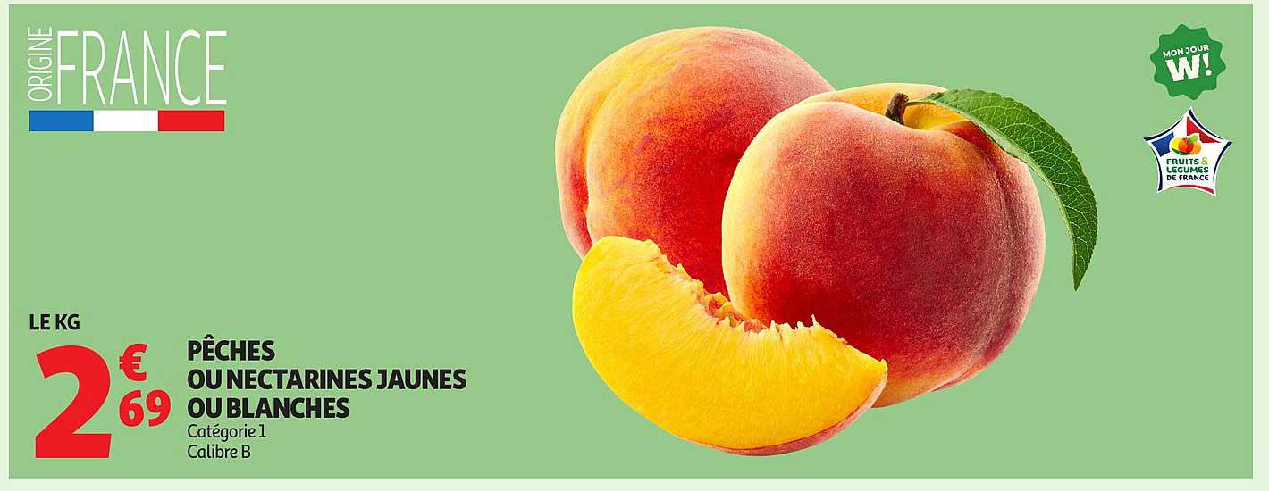 Pêches ou Nectarines Jaunes ou Blanches