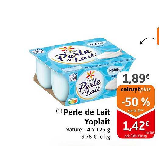 Perle de Lait Yoplait Nature - 4 x 125 g