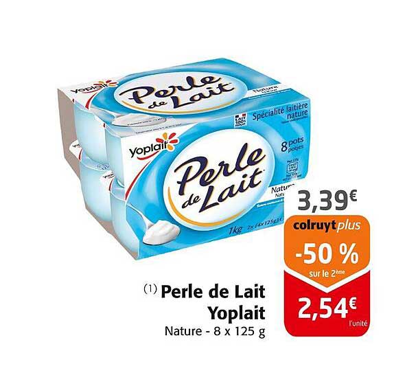 Perle de Lait Yoplait Nature - 8 x 125 g