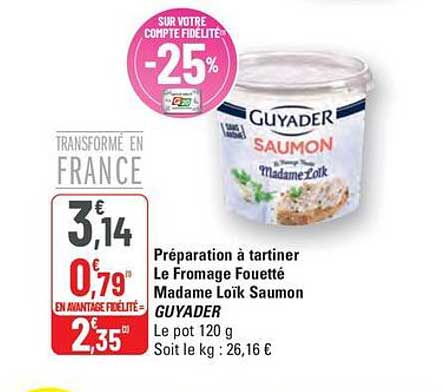 Préparation à tartiner Le Fromage Fouetté Madame Loik Saumon GUYADER