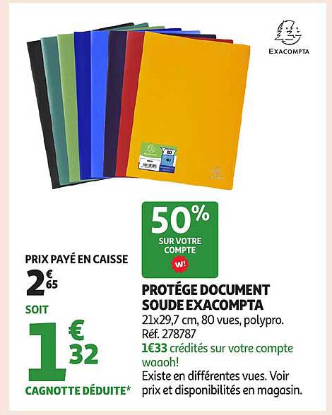 PROTÉGE DOCUMENT SOUDE EXACOMPTA