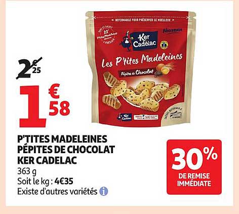 P'tites Madeleines Pépites de Chocolat Ker Cadelac