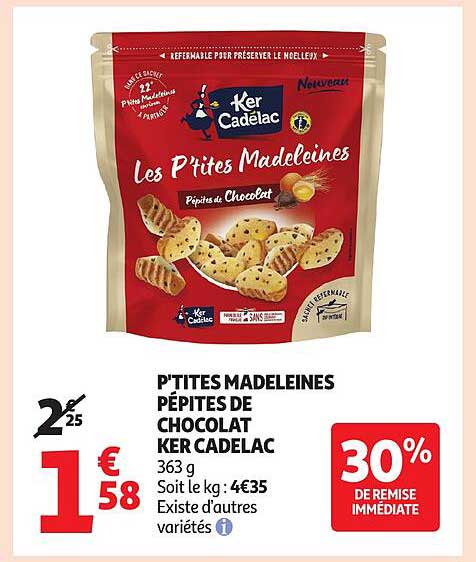 P'tites Madeleines Pépitess de Chocolat Ker Cadelac