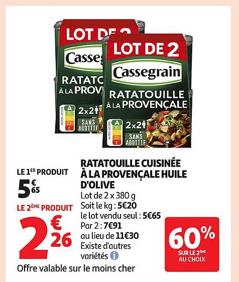 RATATOUILLE CUISINÉE À LA PROVENÇALE HUILE D'OLIVE