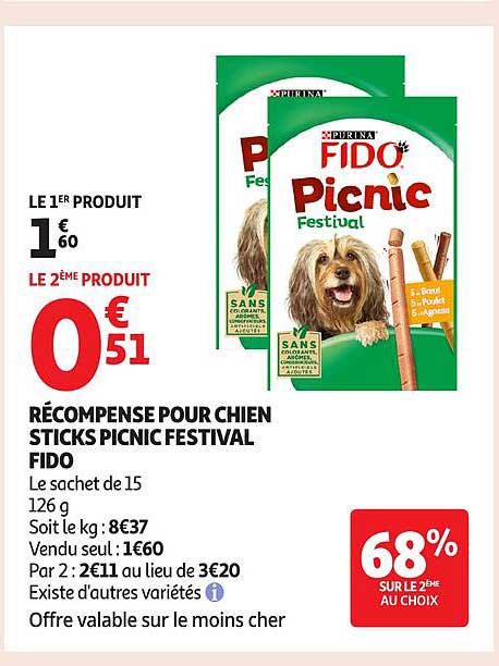 RÉCOMPENSE POUR CHIEN STICKS PICNIC FESTIVAL FIDO