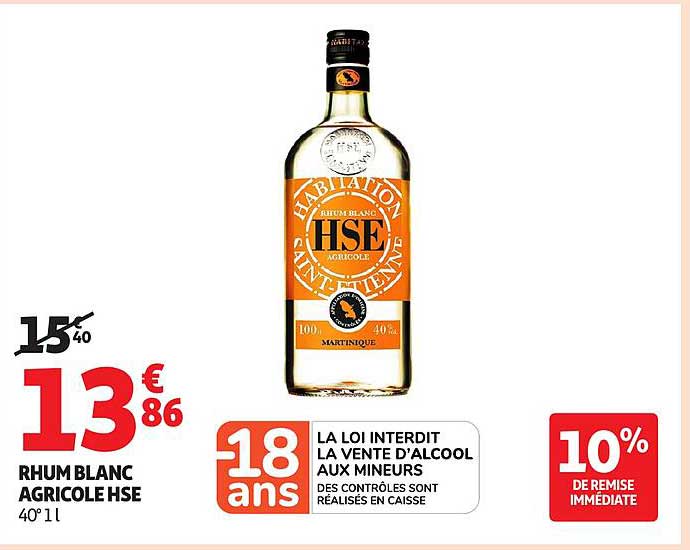 RHUM BLANC AGRICOLE HSE 40° 11