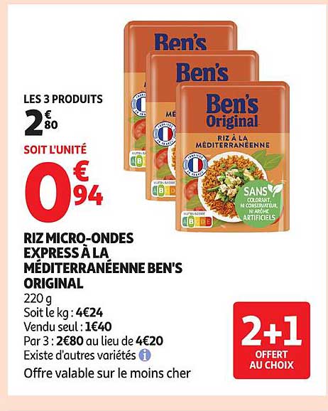 RIZ MICRO-ONDES EXPRESS À LA MÉDITERRANÉENNE BEN'S ORIGINAL