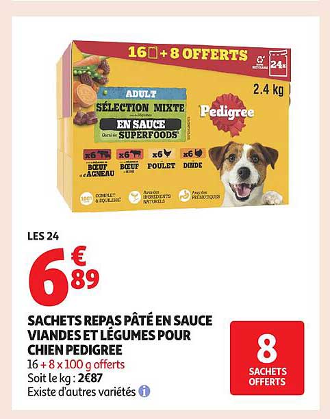 SACHETS REPAS PÂTÉ EN SAUCE VIANDES ET LÉGUMES POUR CHIEN PEDIGREE
