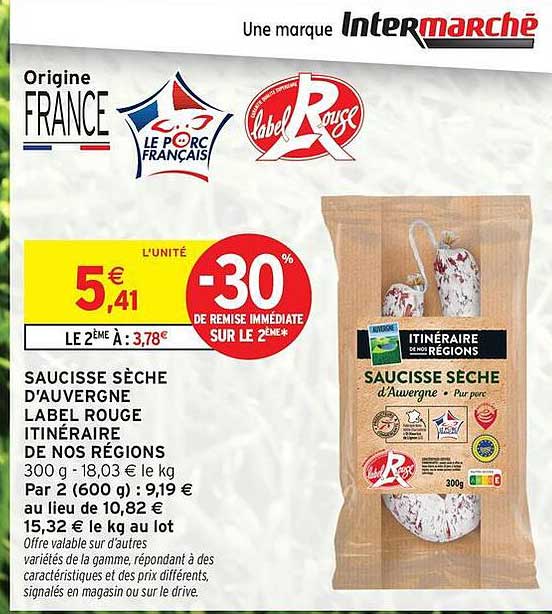 SAUCISSE SÈCHE D'AUVERGNE LABEL ROUGE
