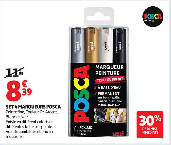 SET 4 MARQUEURS POSCA