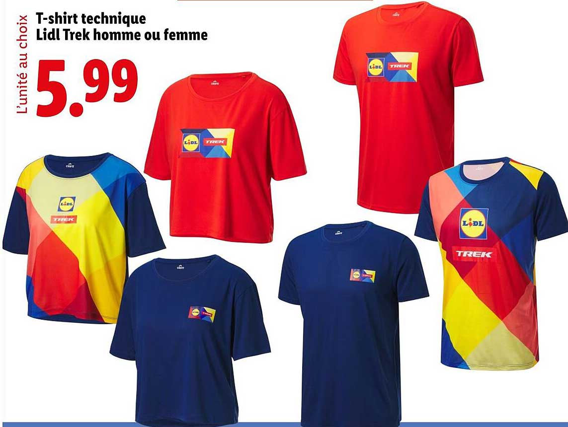 T-shirt technique Lidl Trek homme ou femme