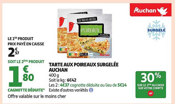TARTE AUX POIREAUX SURGELÉE AUCHAN