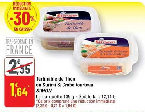 Tartinable de Thon ou Surimi & Crabe tourteau SIMON