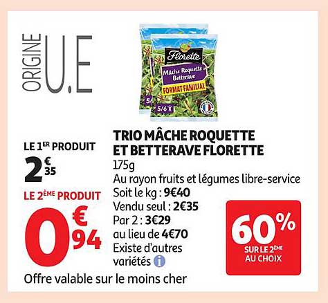 TRIO MÂCHE ROQUETTE ET BETTERAVE FLORETTE