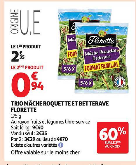 TRIO MÂCHE ROQUETTE ET BETTERAVE FLORETTE