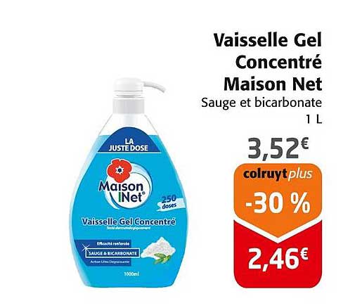 Vaiselle Gel Concentré Maison Net Sauge et bicarbonate 1 L