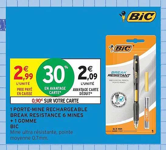 1 PORTE-MINE RECHARGEABLE BREAK RESISTANCE 6 MINES + 1 GOMME