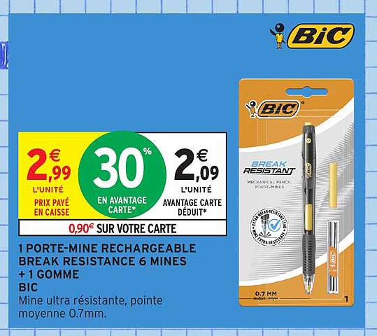 1 PORTE-MINE RECHARGEABLE BREAK RESISTANCE 6 MINES + 1 GOMME
