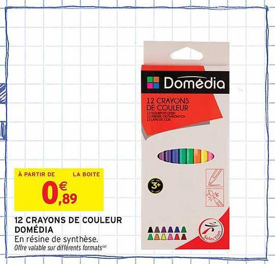 12 CRAYONS DE COULEUR DOMÉDIA