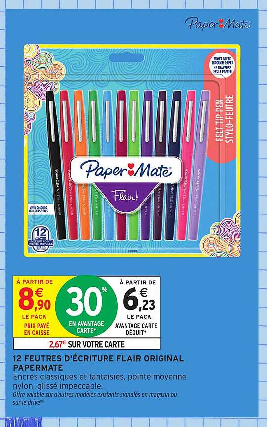 12 FEUTRES D'ÉCRITURE FLAIR ORIGINAL PAPERMATE